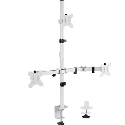 VIVO White Triple Monitor Adjustable Desk Mount Stand, 3 Screens up to 30" - Image 1 of 4