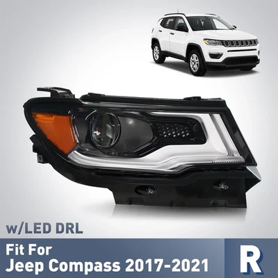 For 2017-2021 Jeep Compass HID/Xenon w/LED DRL Projector Headlight Passenger - Image 1 of 4