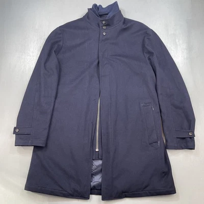 Peter Millar Loro Piana Jacket Mens Large Wool Storm System Over Coat Navy FLAWS - Image 1 of 4