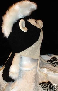 deLux SKUNK HAT knit ADULT cap Halloween mohawk motorcycle helmet costume LINED - Picture 1 of 9