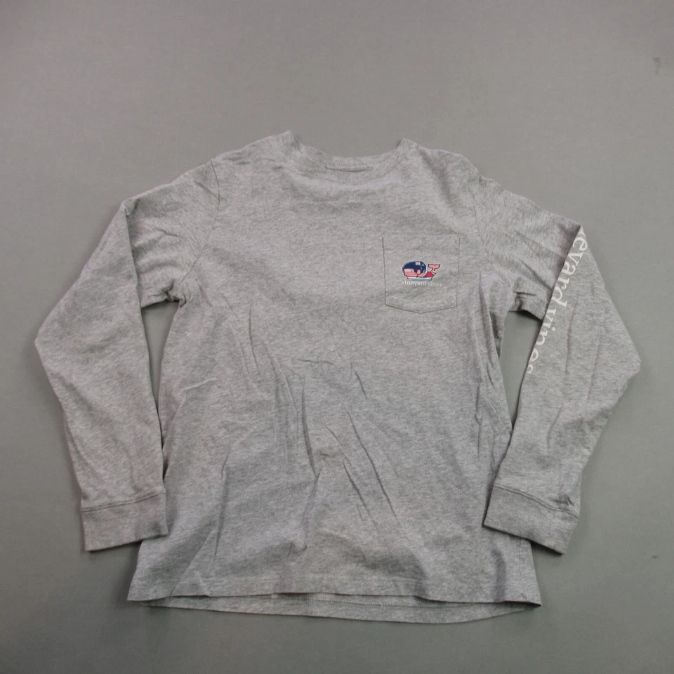 Camisa Vineyard Vines Niñas Grande Gris Ballena Cuello Redondo Ligera Manga Larga Foto 1 de 4
