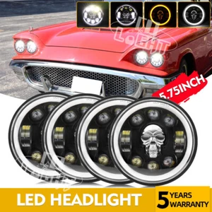 4PCS 5.75" 5-3/4" LED Headlights Skull RGB For Ford Thunderbird Torino 1965-1976 - Picture 1 of 9