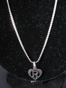 Collar de cadena de plata de ley 925 vintage de Italia con colgante R - Imagen 1 de 11