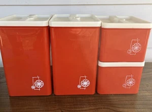 Burnt Orange Vintage Polly Flex Containers  8.5 Inch 4.5in - Picture 1 of 16