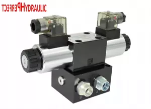 Hydraulikventil 4/3-Wegeventil 1 Sektion CETOP 03 NG6 12V mit Grundplatte DBV - Bild 1 von 2