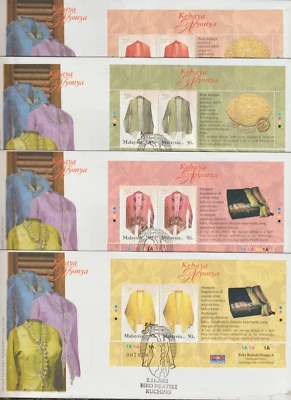 (MF294R)MALAYSIA 2002 MALAYSIA FASHION HERITAGE SPECIAL "MS LIKE" ON 4 FDCs - Image 1 of 4
