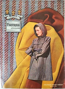 Abrigo impreso de revista de anuncios Forstmann lana para mujer moda vintage 1945 NUEVO EN J - Imagen 1 de 8
