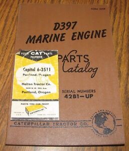 Caterpillar Cat D397 Diesel Marine Engine Parts Catalog Manual 1956 Book   42B1-