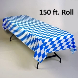 Oktoberfest Bavarian Blue Diamonds Plastic Table Cover Roll Banquet 40" x 150' - Picture 1 of 1