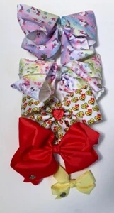 JOJO SIWA Large Hair Bows  Lot of 4 Unicorn, Stars, Kisses, Bright Red + 1 - Picture 1 of 2