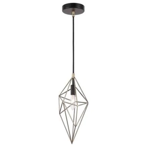 Woodbridge Lighting Lanning 1-Light Metal Mini-Pendant in Antique Brass/Black - Picture 1 of 5