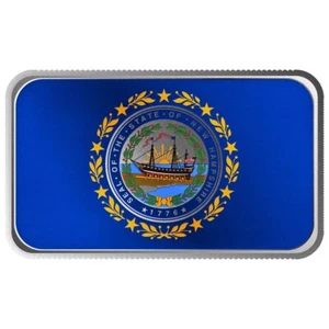 1 oz United States Flags Series - NEW HAMPSHIRE - Full Color .999 Silver Bar - Picture 1 of 3