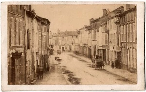 Cdv Village rue à identifier.Epicerie.Charette.Personnages.Photo Albuminée 1865. - Picture 1 of 2