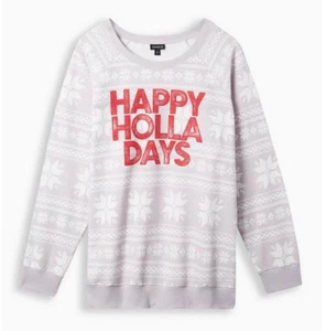 TORRID 4 4X 26 Happy Holla Days Classic Fit Sweatshirt SO SOFT Holiday Christmas - Picture 1 of 6