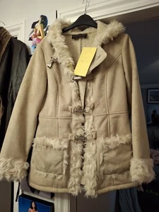 Fabulous Cream CENTIGRADE Faux Sheepskin Jacket Sz S PRISTINE - Picture 1 of 10