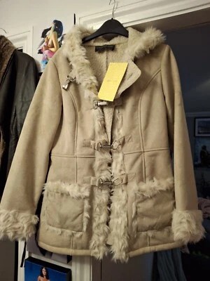 Fabulous Cream CENTIGRADE Faux Sheepskin Jacket Sz S PRISTINE - Image 1 of 4