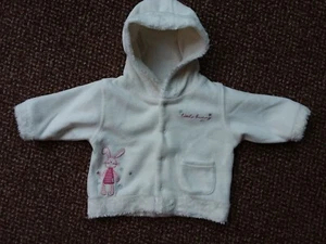 NEXT - IVORY WHITE BABY GIRLS SOFT PATTERNED HOODED JACKET - NEWBORN - Picture 1 of 5