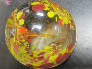 BRIEFBESCHWERER Murano GLAS Kristall SCHWERER SPRITZER ROT & GELB 8,6oz - Bild 1 von 7