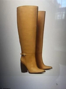 Tory Burch Banana Heel boot Uk 7.5 Curved Heel Buckle Book Wrinkle Calf Leather - Picture 1 of 6