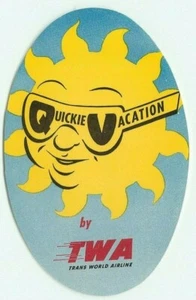ETIQUETA DE EQUIPAJE VINTAGE TWA TRAN WORLD AIRLINES SUNSHINE QUICKIE VACACIONES - Imagen 1 de 1