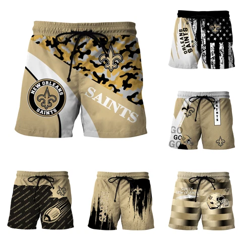 New Orleans Saints Drawstring Beach Board Shorts Quick Dry Football Swim Trunks Cover