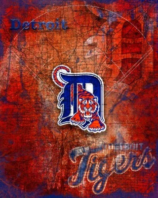 Detroit Tigers 20x30nch Poster Detroit Tigers Baseball Free Shipping Us - Image 1 of 4