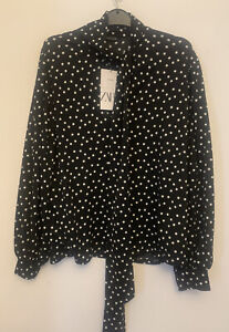 ZARA. Women’s black polka dot blouse. Size XL. Uk 18. BNWT