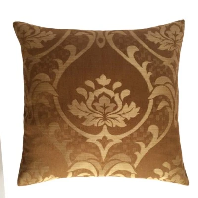 Handmade Linen Lotus Pattern 18"x18" Brown Decorative Pillow Case/Cushion Cover - Image 1 of 4