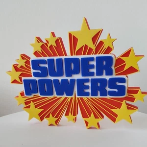 3D gedruckt | SuperPowers Logo Display Schild für Superhero Legends Starburst Ständer - Bild 1 von 4