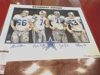 Cowboys Doomsday (24x18) Signed Bob Lilly, Jetho Pugh, etc. Poster/Photo-JSA - Image 1 of 3