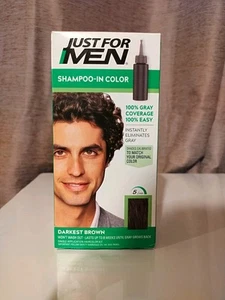 Just For Men Shampoo-In Color DARKEST BROWN Hair Dye (H-50) New Free Shipping - Picture 1 of 7