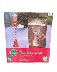 Christmas Holiday Lamp Post Animated with LED Lights Music and Blowing Snow - Picture 1 of 3