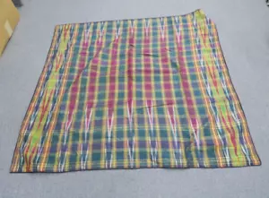 Antico tessuto avvolgente in seta asiatica centrale ikat adras 46""x52"" COLORANTI NATURALI - Foto 1 di 10