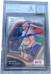 DRICUS DU PLESSIS SIGNED 2022 PANINI SELECT UFC ROOKIE CARD #242 BAS AUTO 10 - Picture 1 of 1