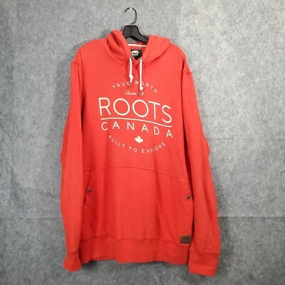 Roots Canada Red Hoodie Sweatshirth Men's Large Logo White Felt Beaver Graphic - Image 1 of 4
