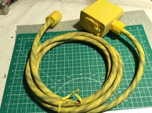 Woodhead 10' Power Cable 2 GFI and 1 Twist 20A Safety Yellow 12/3 SOW-A New - Picture 1 of 8