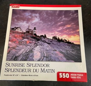 Hoyle Sunrise Splendor 500 Pc Puzzle Lighthouse Mountain Rock Complete - Picture 1 of 6
