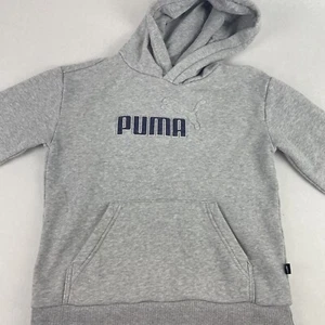 PUMA Hoodie Youth Boys Girls Medium 10/12 Gray Pullover Sweatshirt Raised Logo - Picture 1 of 14
