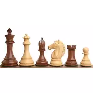 4" Alban Knight Staunton Chess Pieces Only set - Weighted Golden Rosewood - Picture 1 of 8
