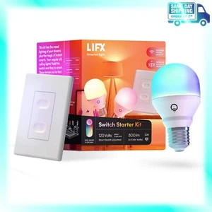 KIT DE INICIO INTERRUPTOR DE LUZ INTELIGENTE Y BOMBILLAS LIFX, 120V 800LM LFX/STARTKIT2. SELLADO - Imagen 1 de 16