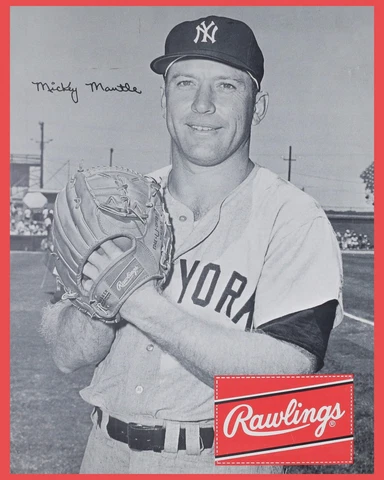 Mickey Mantle Rawlings Baseball Glove Advertising Poster - 8x10 Photo Cover
