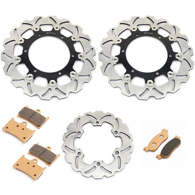 Front Rear Brake Discs Rotors Pads For Yamaha R6(1999-2002) YZF R1(2002 2003) Foto 1 de 4