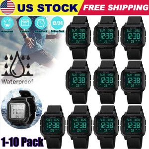 Men's Military Sports Watch LCD Screen Waterproof Wristwatch Large Digital Face - Picture 1 of 10