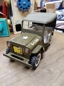 Vtg Tonka Toys G-2-2431 Green Army Jeep Pressed Steel with Canopy Great Shape! - Picture 1 of 9