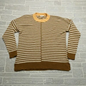 Madewell Sweater Womens Large Brown Striped Merino Wool Alpaca Blend Boxy - Picture 1 of 6