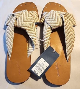UNIVERSALFADEN hellbraun/beige geknotet Jute Stoff Slipper PANTOLETTEN SANDALEN Damen 8,5 - Bild 1 von 10