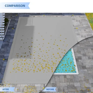 Inground Pool Cover Rectangle Gray Winter Mesh Cover for Yard Home Swimming Pool - Picture 1 of 8