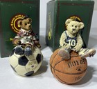 2 Boyd's Bear All-Star Bear On Soccer Basketball Ball Christmas Ornament