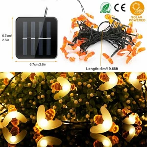HOT Solar Powered Honey Bee String Lights Starry 30LED Lights Garden Trees Lawn - Picture 1 of 12