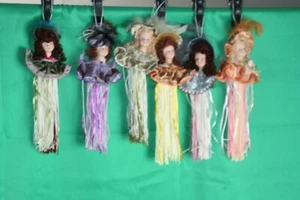 set of 6 beautiful hanging ornaments of southern belles with case - Picture 1 of 5